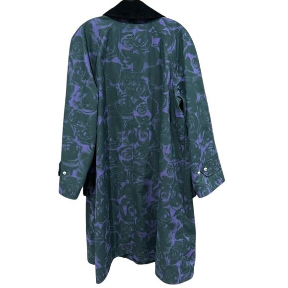 Burberry Rose Print Waxed Cotton Car Coat Oversized Size 4 - Picture 3 of 6
